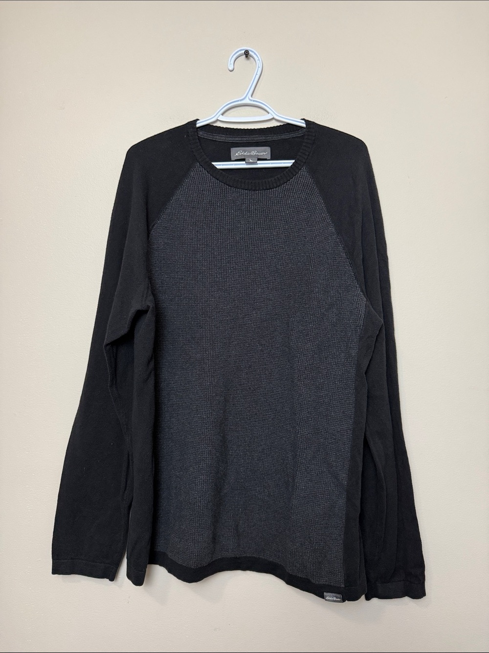 Eddie Bauer Men's Two-Tone Black & Charcoal Crewneck Shirt size TXL